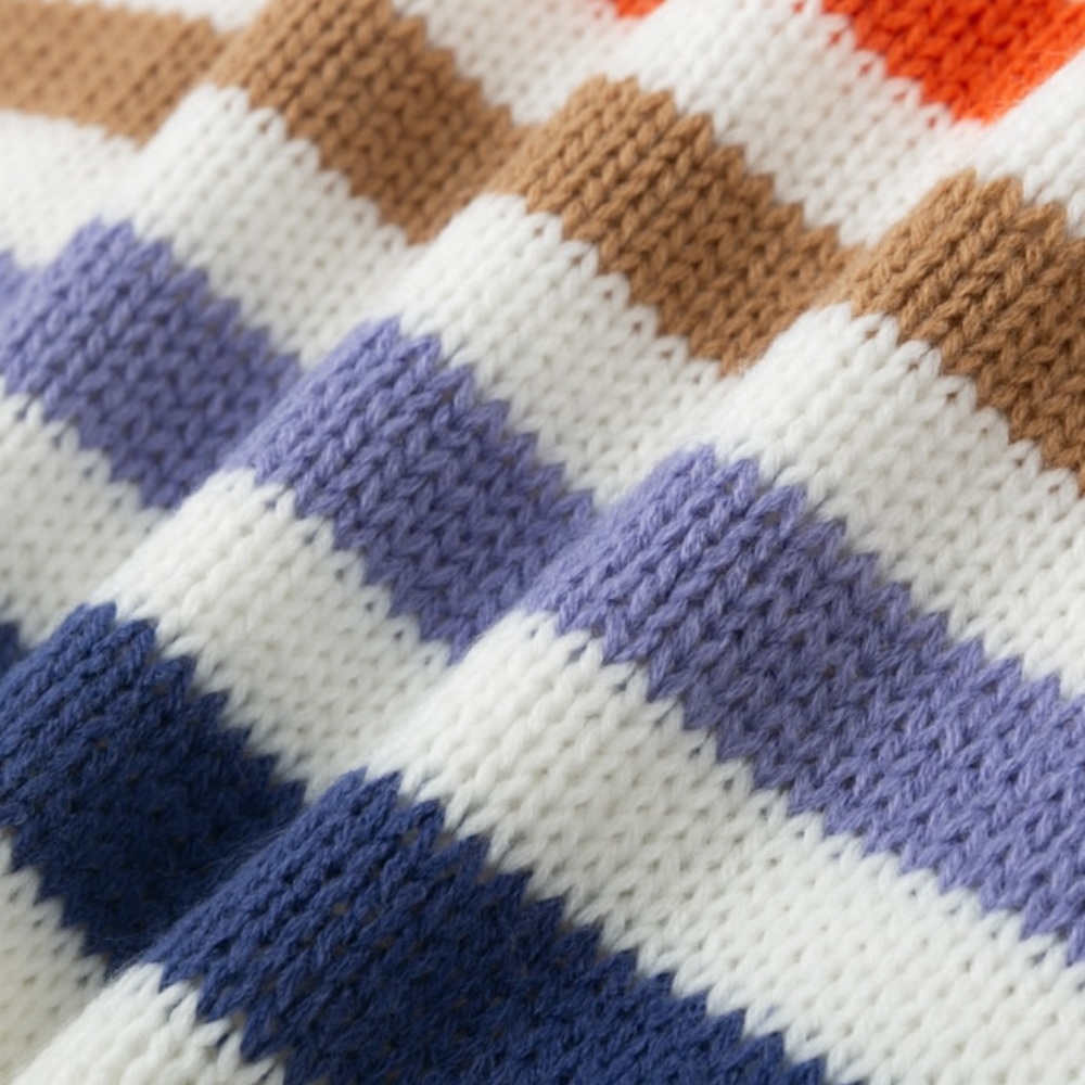 Multi Color Stripe Knit Sweater Off White Dress - Picture 14 of 14